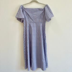 NWT OAK + FORT Blue & Red Striped Cotton Maxi Dress M